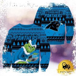 NFL Carolina Panthers Grinch Custom Name Ugly Christmas Sweater - available at - rugbyfanstore.com