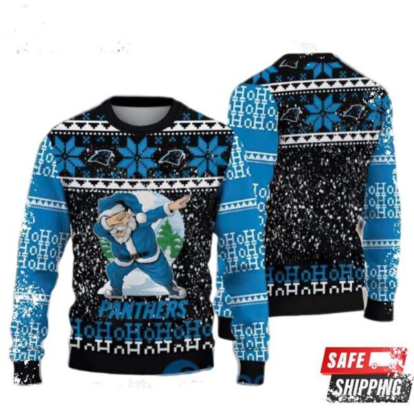 Nfl Carolina Panthers Santa Claus Dabbing Ugly Christmas Sweaters - available at - rugbyfanstore.com