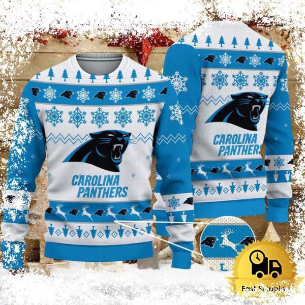 NFL Carolina Panthers Team Winter Ugly Christmas Sweater - available at - rugbyfanstore.com