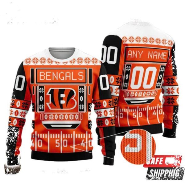 Nfl Cincinnati Bengals Custom Name And Number Personalized Ugly Christmas Sweaters - available at - rugbyfanstore.com