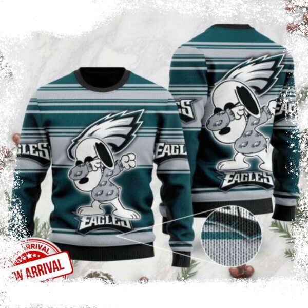 NFL Dabbing Snoopy Philadelphia Eagles Ugly Christmas Sweater - available at - rugbyfanstore.com