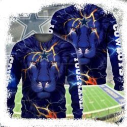 NFL Dallas Cowboys Blue Lion Face – Custom NameUgly Christmas Sweater - available at - rugbyfanstore.com