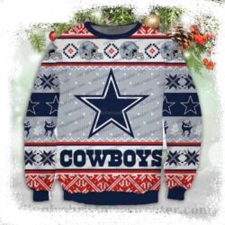 NFL Dallas Cowboys Knitting Pattern All Over Print Ugly Christmas Sweater - available at - rugbyfanstore.com