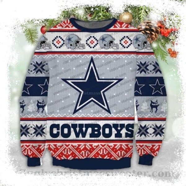 NFL Dallas Cowboys Knitting Pattern All Over Print Ugly Christmas Sweater - available at - rugbyfanstore.com