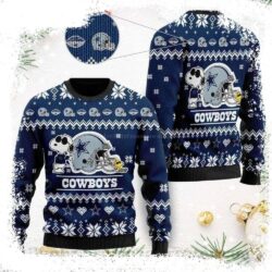 NFL Dallas Cowboys Snoopy And Woodstock All Over Print Funny Xmas Sweaters - available at - rugbyfanstore.com