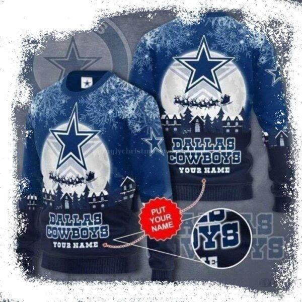 NFL Dallas Cowboys Snowy Logo Ugly Christmas Sweater – Unique Gift For Cowboys Fans - available at - rugbyfanstore.com