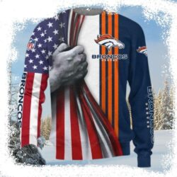 NFL Denver Broncos Ugly Sweater With American Flag Design - available at - rugbyfanstore.com