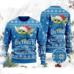 NFL Detroit Lions Baby Yoda Cute Moments Ugly Christmas Sweater - available at - rugbyfanstore.com