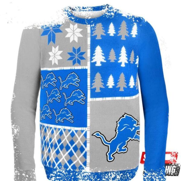 Nfl Detroit Lions Busy Block Ugly Christmas Sweaters - available at - rugbyfanstore.com