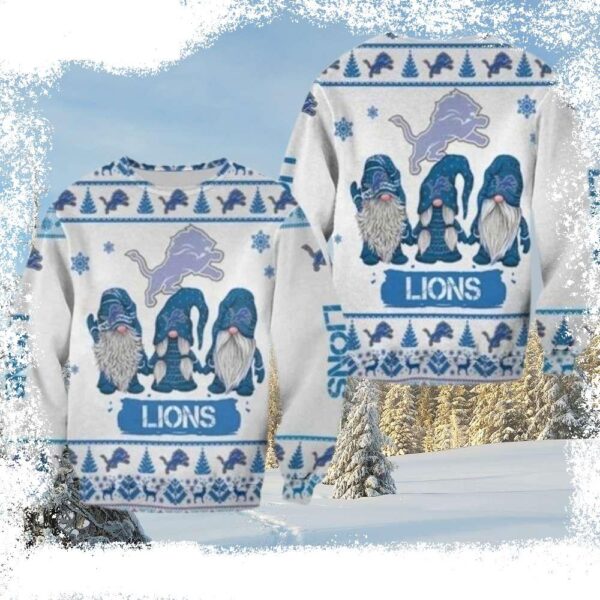 NFL Detroit Lions Christmas Sweater – Festive Gnomes And Unique Gifts - available at - rugbyfanstore.com