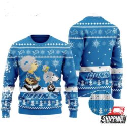 Nfl Detroit Lions Funny Charlie Brown Peanuts Snoopy Ugly Christmas Sweaters - available at - rugbyfanstore.com