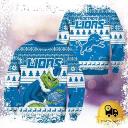 NFL Detroit Lions Grinch Custom Name Ugly Christmas Sweater - available at - rugbyfanstore.com