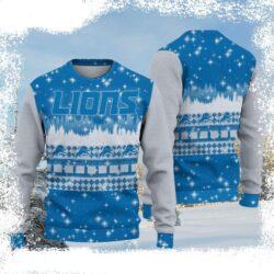 NFL Detroit Lions Logo Christmas Forrest Pattern Ugly Sweater - available at - rugbyfanstore.com