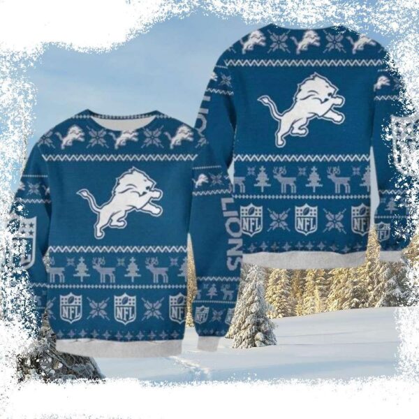 NFL Detroit Lions Logo Print Ugly Sweater – Gifts For Him - available at - rugbyfanstore.com