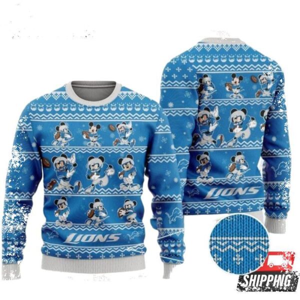 Nfl Detroit Lions Mickey Mouse Disney Ugly Christmas Sweaters - available at - rugbyfanstore.com