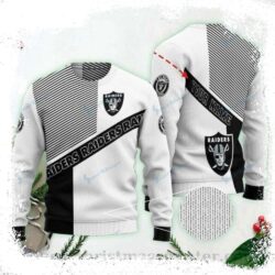 NFL Diagonal Stripes Raiders Ugly Christmas Sweater – Perfect For Fans - available at - rugbyfanstore.com