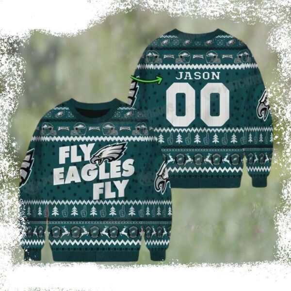 NFL Fly Eagles Fly – Personalized Philadelphia Eagles Ugly Sweater - available at - rugbyfanstore.com