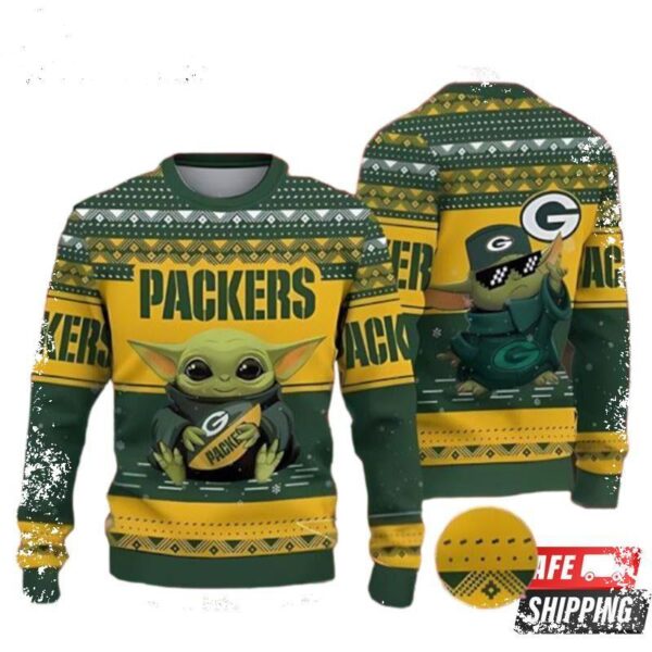 Nfl Football Green Bay Packers Baby Yoda Ugly Christmas Sweaters - available at - rugbyfanstore.com