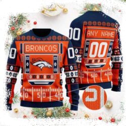 NFL Football Stadium Motifs Denver Broncos Custom Name Ugly Sweater - available at - rugbyfanstore.com