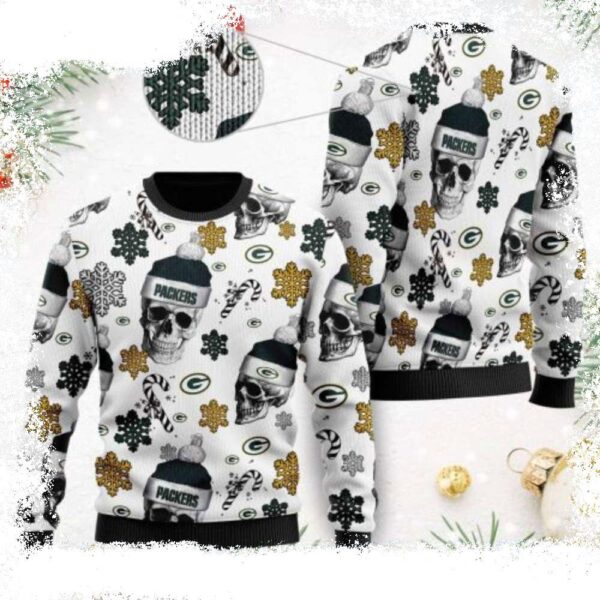 NFL Football Team Green Bay Packers Santa Skulls Christmas Sweater - available at - rugbyfanstore.com