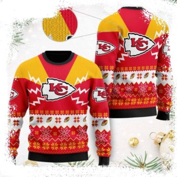 NFL Football Team Kansas City Chiefs Logo Symbol Ugly Christmas Sweater - available at - rugbyfanstore.com