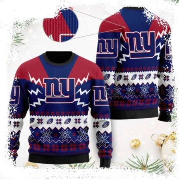 NFL Football Team New York Giants Logo Symbol Ugly Christmas Sweater - available at - rugbyfanstore.com