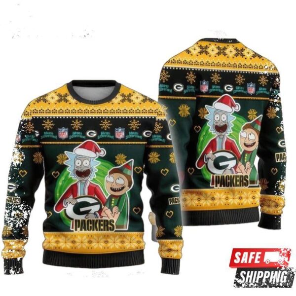 Nfl Green Bay Packers Funny Rick And Morty Ugly Christmas Sweaters - available at - rugbyfanstore.com