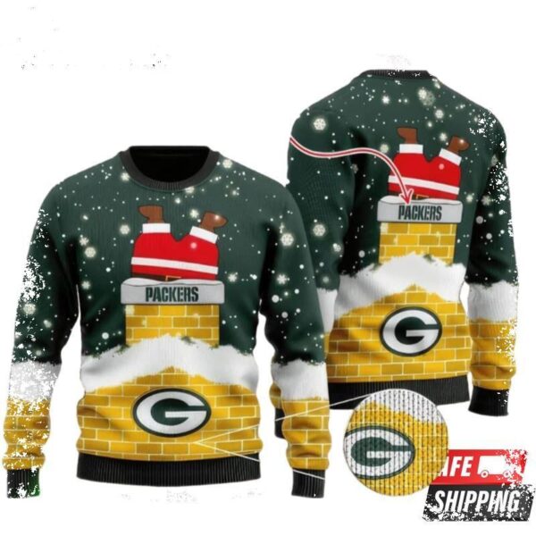 Nfl Green Bay Packers Funy Santa Chimney Ugly Christmas Sweaters - available at - rugbyfanstore.com