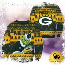 NFL Green Bay Packers Grinch Custom Name Ugly Christmas Sweater - available at - rugbyfanstore.com