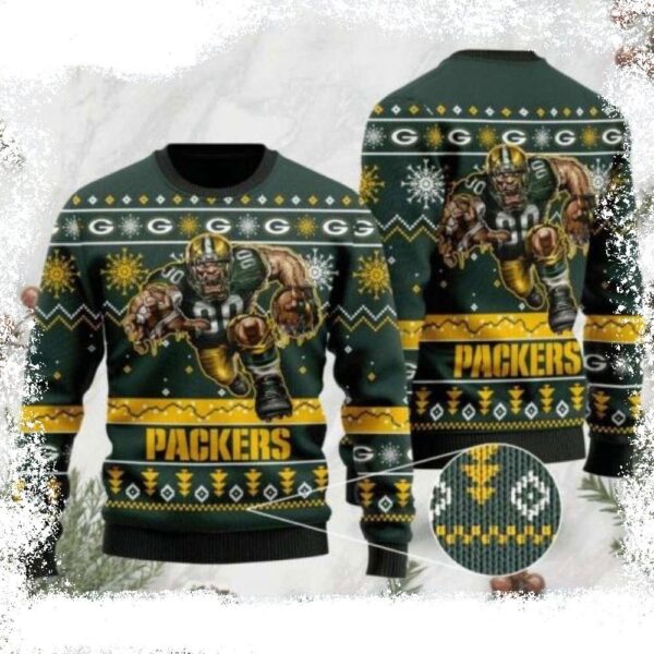 NFL Green Bay Packers Team Mascot Graphics Christmas Sweater - available at - rugbyfanstore.com