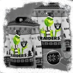 NFL Grinch Holding Raiders Logo Ugly Christmas Sweater – Ideal For Fans - available at - rugbyfanstore.com