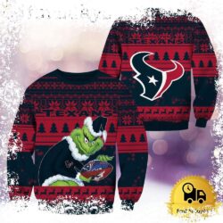 NFL Houston Texans Grinch Custom Name Ugly Christmas Sweater - available at - rugbyfanstore.com