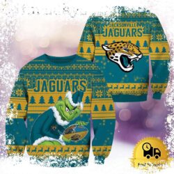 NFL Jacksonville Jaguars Grinch Custom Name Ugly Christmas Sweater - available at - rugbyfanstore.com