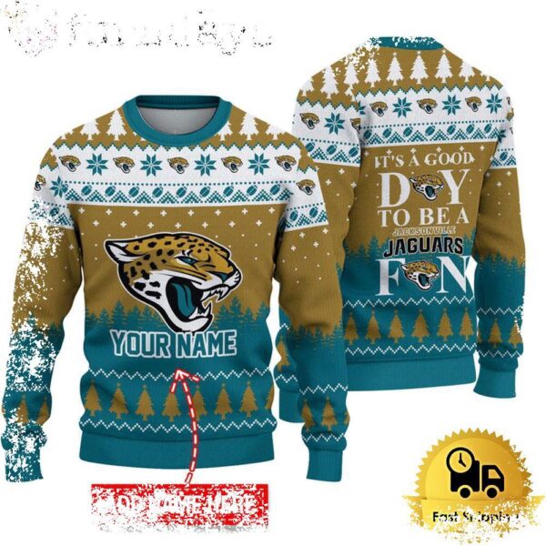 NFL Jacksonville Jaguars It’s A Good Day To Be A Fan Ugly Christmas Sweater - available at - rugbyfanstore.com