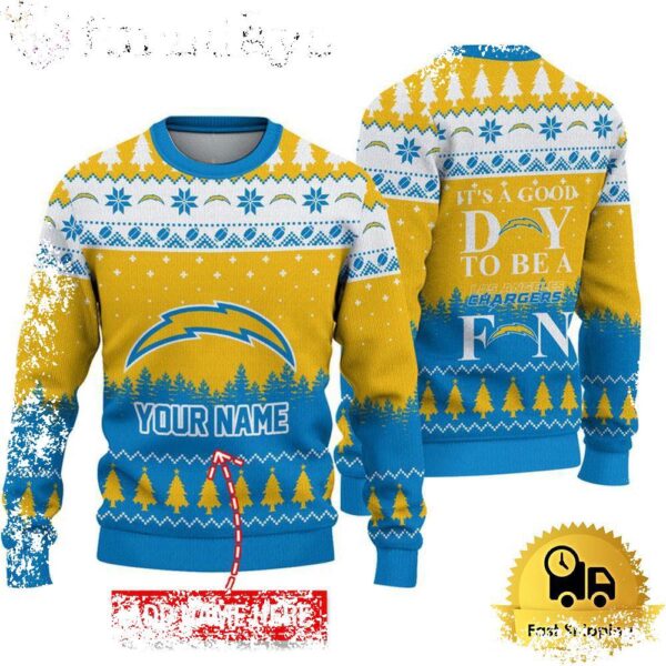 NFL Los Angeles Chargers It’s A Good Day To Be A Fan Ugly Christmas Sweater - available at - rugbyfanstore.com