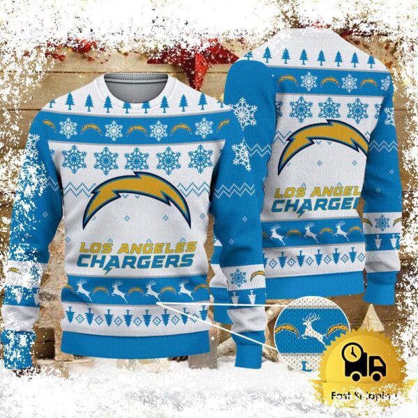 NFL Los Angeles Chargers Team Winter Ugly Christmas Sweater - available at - rugbyfanstore.com