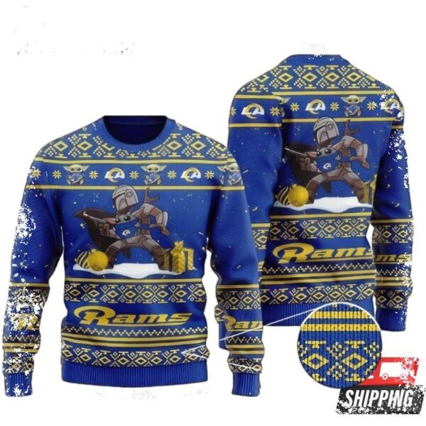 Nfl Los Angeles Rams Funny Starwars Yoda Ugly Christmas Sweaters - available at - rugbyfanstore.com