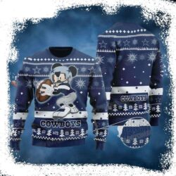 NFL Mickey Mouse Play Football – Dallas Cowboys Ugly Christmas Sweater - available at - rugbyfanstore.com