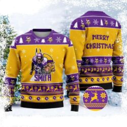 NFL Minnesota Vikings Harrison Smith Merry Christmas Ugly Sweater - available at - rugbyfanstore.com