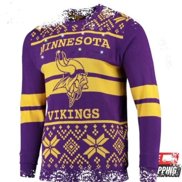 Nfl Minnesota Vikings Huge Logo Snowflake Ugly Christmas Sweaters - available at - rugbyfanstore.com