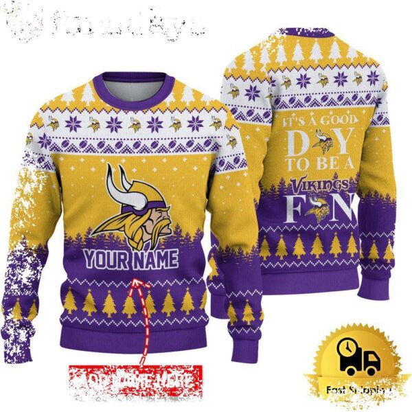 NFL Minnesota Vikings It’s A Good Day To Be A Fan Ugly Christmas Sweater - available at - rugbyfanstore.com