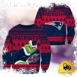 NFL New England Patriots Grinch Custom Name Ugly Christmas Sweater - available at - rugbyfanstore.com