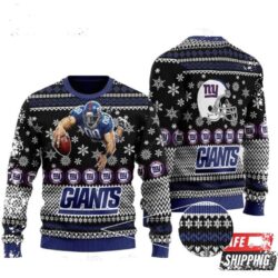 Nfl New York Giants Black Blue Mascot Ugly Christmas Sweaters - available at - rugbyfanstore.com