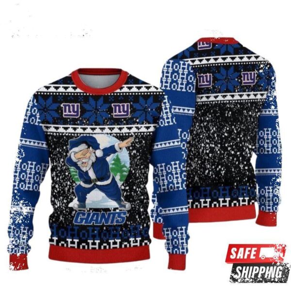 Nfl New York Giants Santa Claus Ho Ho Ho Ugly Christmas Sweaters - available at - rugbyfanstore.com