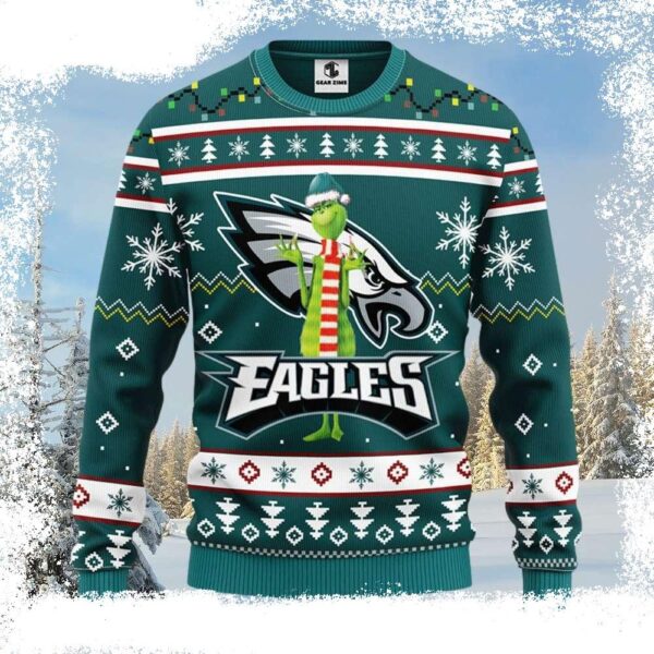 NFL Philadelphia Eagles Grinch Ugly Christmas Sweater – Gifts For Him - available at - rugbyfanstore.com