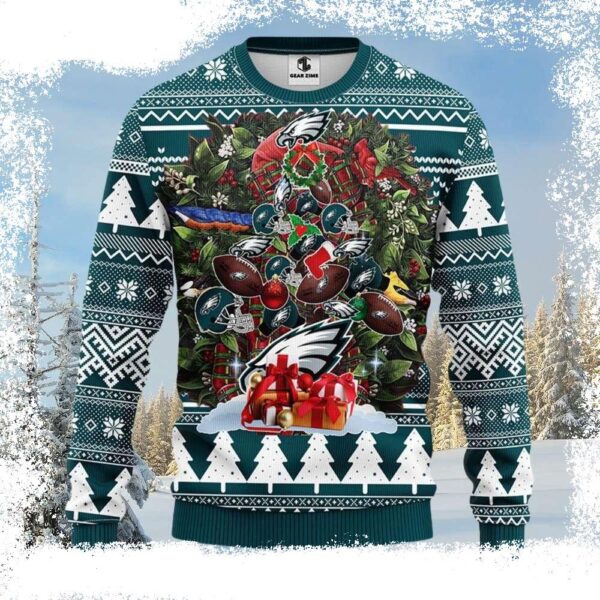 NFL Philadelphia Eagles Logo Christmas Tree – Men’s Eagles Christmas Sweater - available at - rugbyfanstore.com