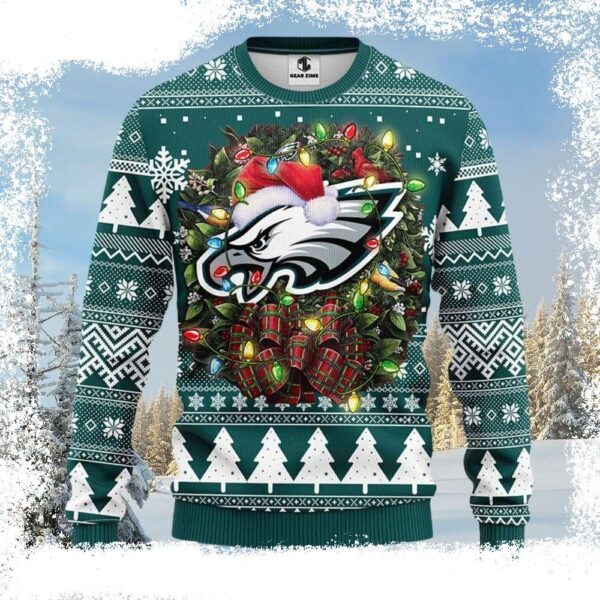 NFL Philadelphia Eagles Ugly Christmas Sweater – Logo Print With Festive Touch - available at - rugbyfanstore.com