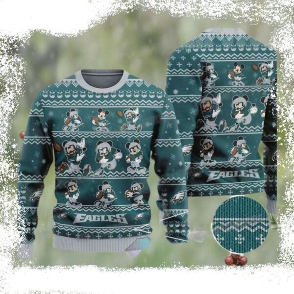 NFL Philadelphia Mickey Mouse Men’s Eagles Christmas Sweater - available at - rugbyfanstore.com