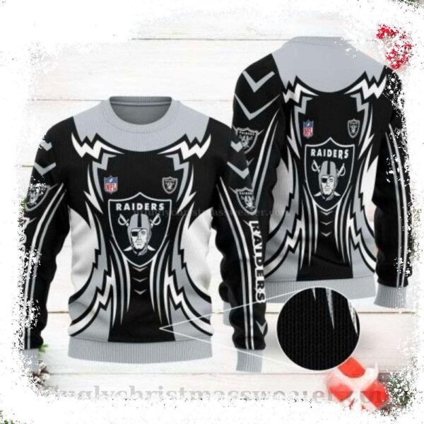 NFL Raiders Logo Print Ugly Christmas Sweater – Trendy Gift for Fans - available at - rugbyfanstore.com