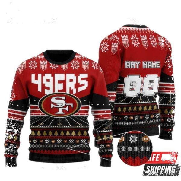 Nfl San Francisco 49Ers Custom Name And Number Personalized Ugly Christmas Sweaters - available at - rugbyfanstore.com